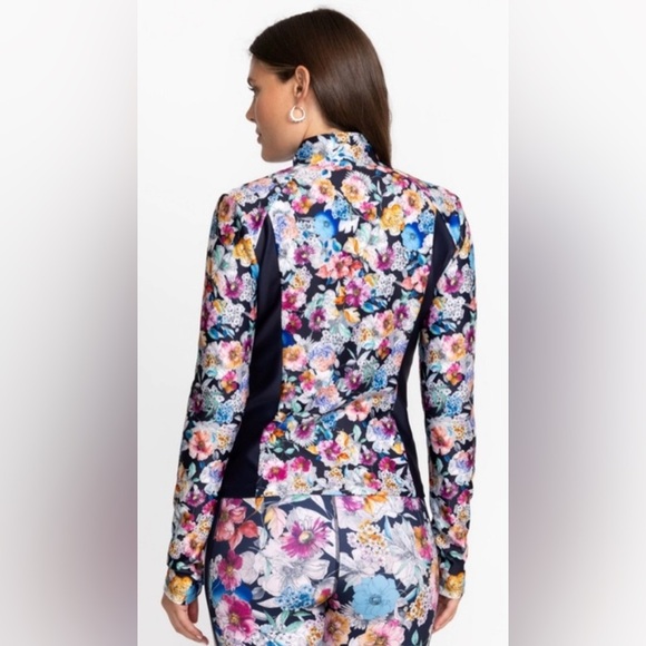 Johnny Was Fall Dance Fitted Athletic Jacket - Blue Floral - Size Small - Picture 3 of 13